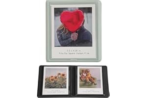 GOLDBARLEY Small Polaroid Photo Album Book For Polaroid Now, i-Type, 600, and SX-70 Instant Photos, Holds 32 Pockets Fujifilm Instax Wide 400/300 Square Picture Film (1,Mint Green)