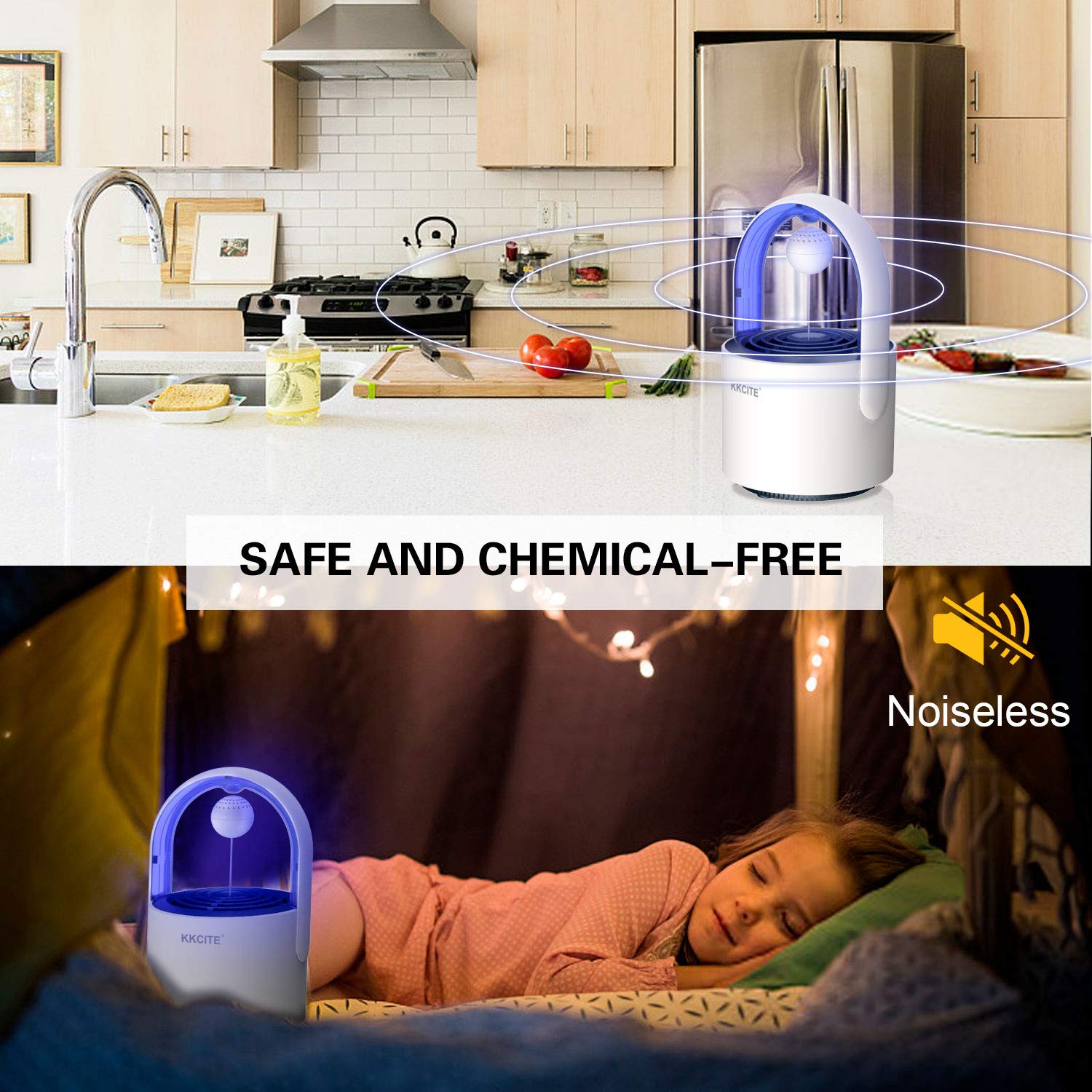 KKCITE Original Indoor Insect Trap, Electric Mosquito Insect Killer/mosquito trap - UV LED, Suction Fan, Sticky Glue Boards Trap Even The Tiniest Flying Bugs - No Zapper - Child Safe, Non-Toxic