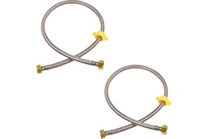 Skweawert 24 In Faucet Supply Lines, 1/2 x 1/2 Brass Female Faucet Connector, Braided Stainless Steel Faucet Hose for Kitchen Sink Toilet（2Pack)
