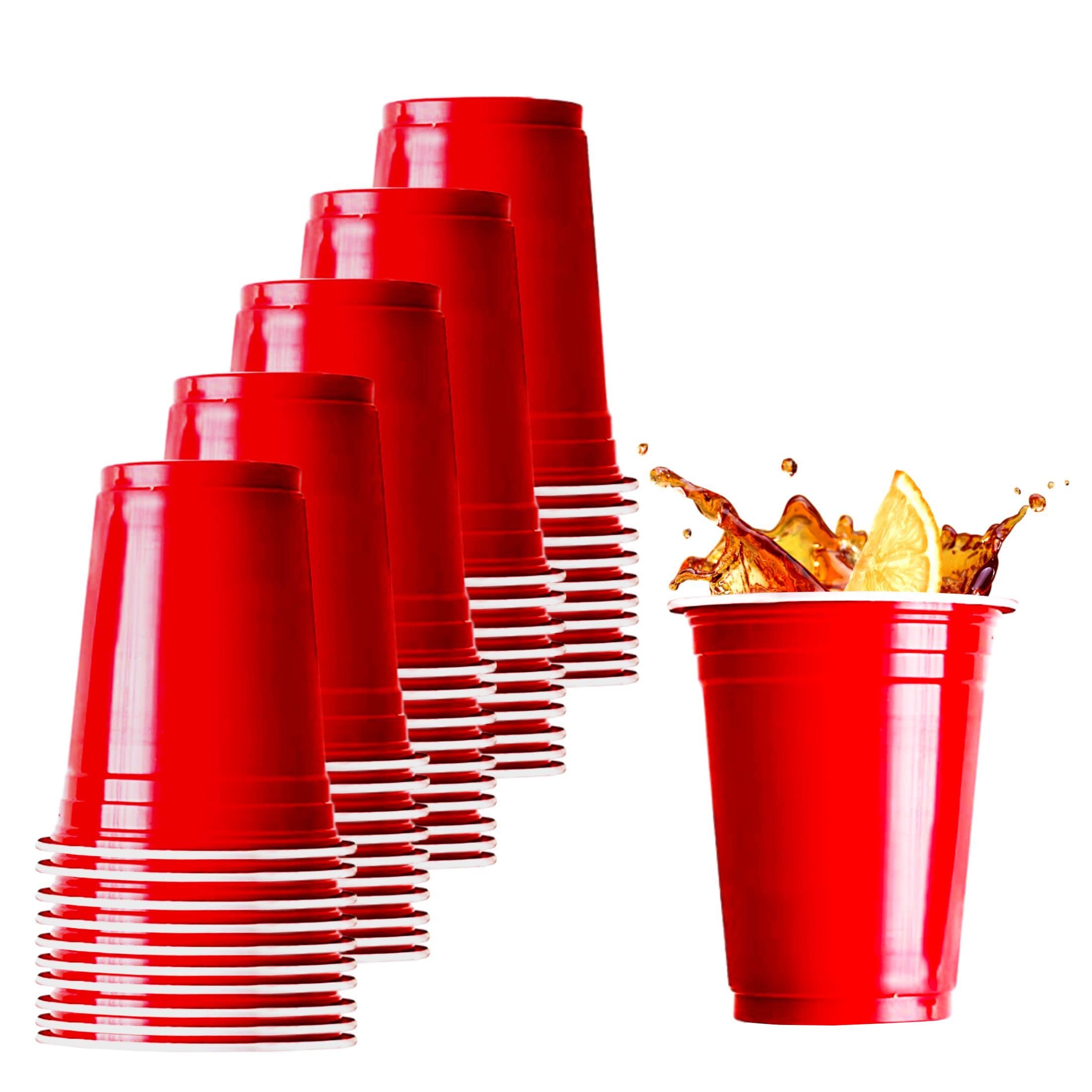 AmazCups Large Red Party Cups –12oz Plastic Cups Red Party Cups for Christmas Party and American Games,Picnics,BBQ