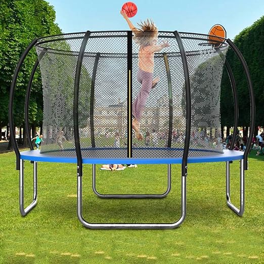 Trampolín De Jardín 6FT-16FT con Aro De Baloncesto, Gorila De Fitness