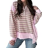 Mazulun Striped Leopard Sweatshirt for Women Color Block Patchwork Drop Shoulder Side Slit Pullover Shirt Tops