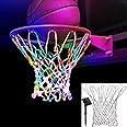 Mojedi Solar-Powered LED Basketball Net, Nightlight & Glow Basketball Net, Heavy-Duty Outdoor Replacement, 12 Loops, All-Weather, 8 Color Modes, Eco-Friendly, No Battery Replacement Needed