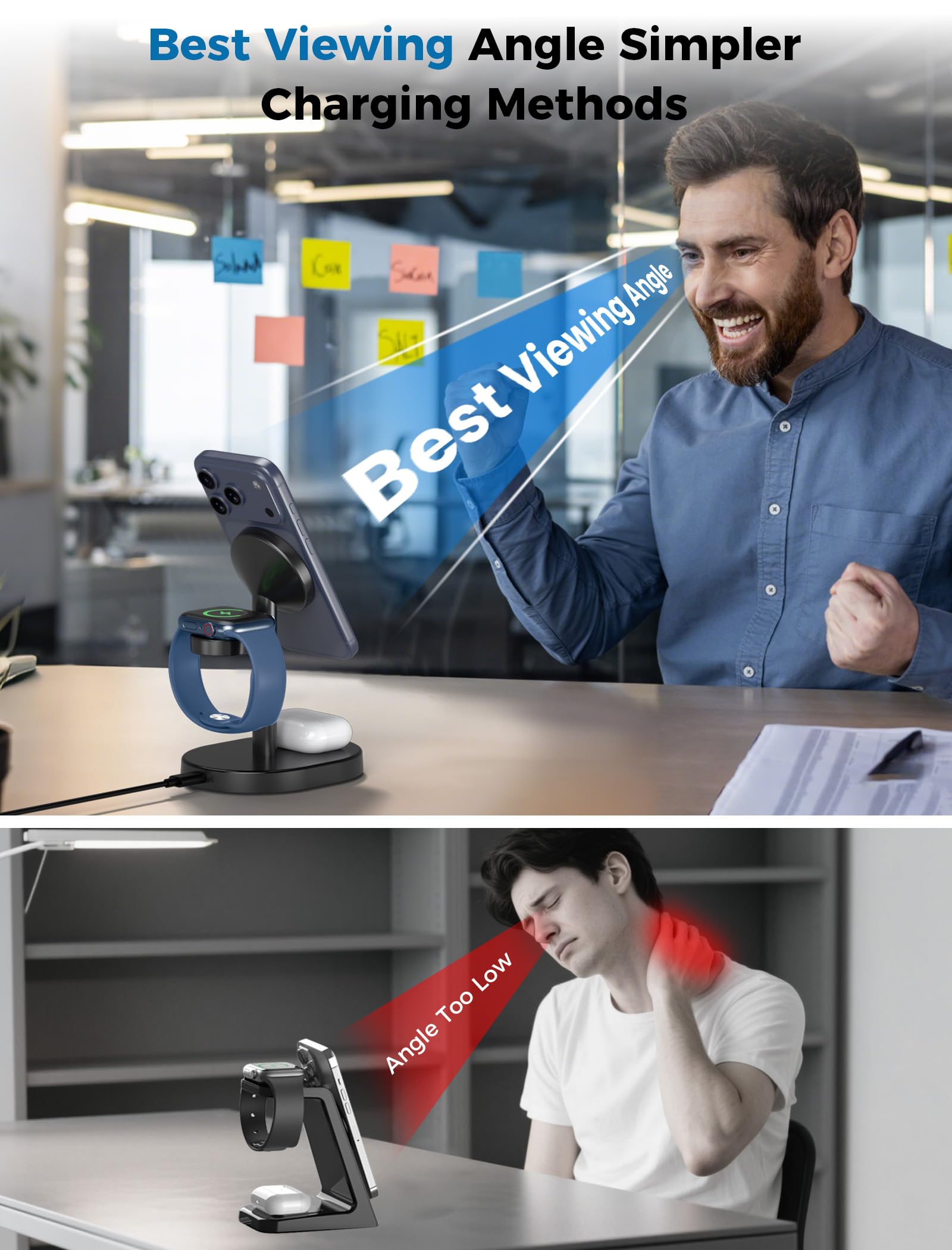 2025 3 in 1 Wireless Charging Station for Apple MagSafe Charger, 15W Fast Magnetic Mag-Safe Charger Stand for iPhone 17 16 15 14 13 12 Apple Watch AirPods Series, Gifts for Men