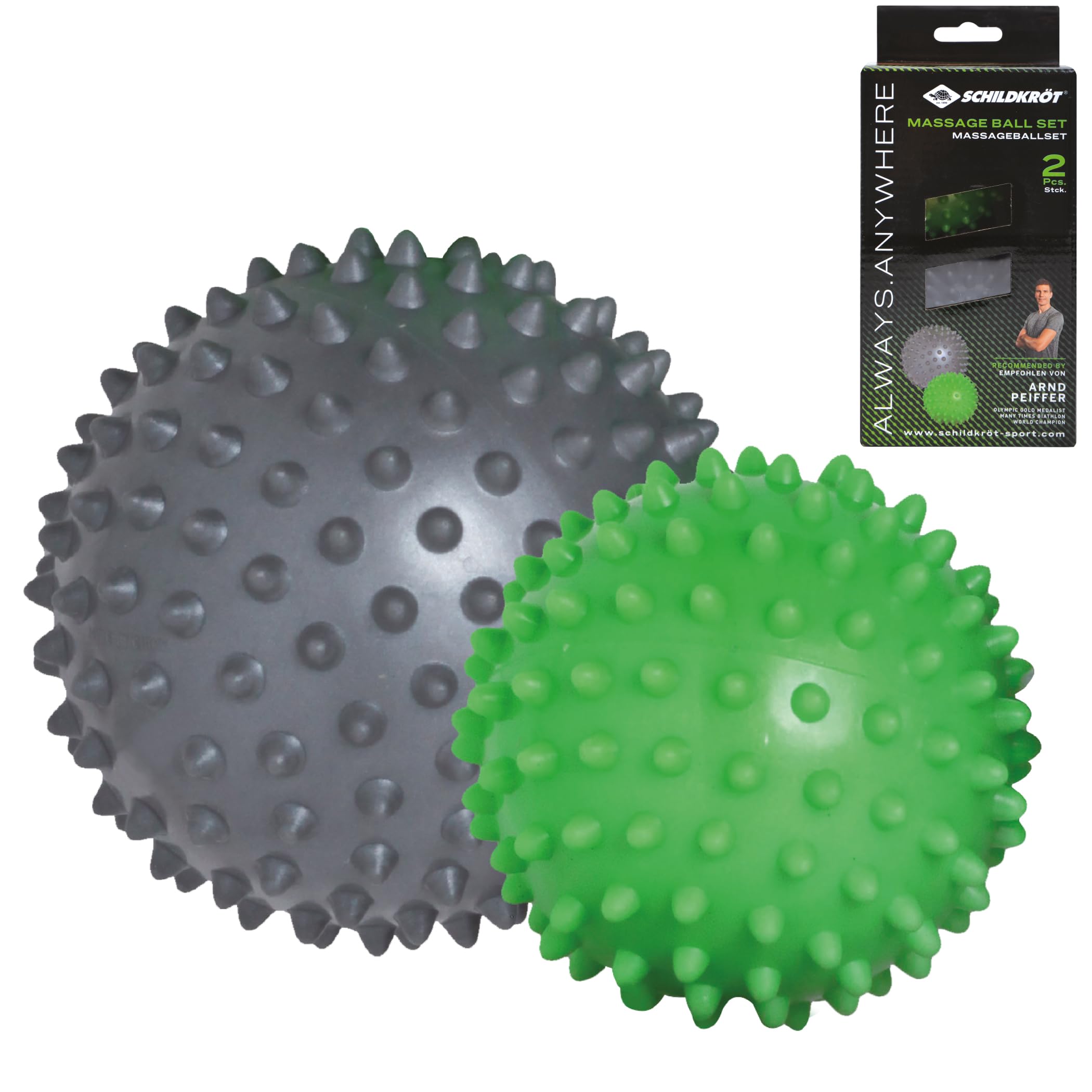 Schildkröt Fitness Massage Balls, Set of 2, Green/Anthracite, 960054