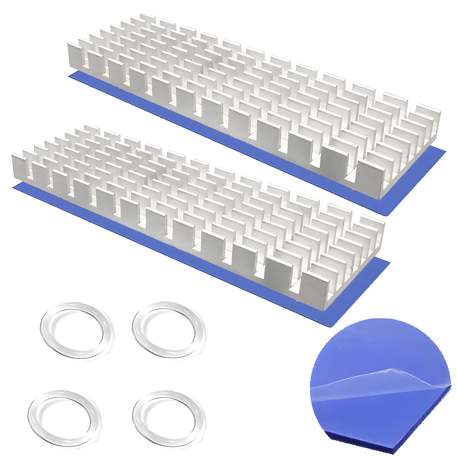 Aluminium Heatsink, CTRICALVER M.2 SSD heat sink, with ​thermal conductive adhesive, suitable for LED amplifier(2pcs, Silver)