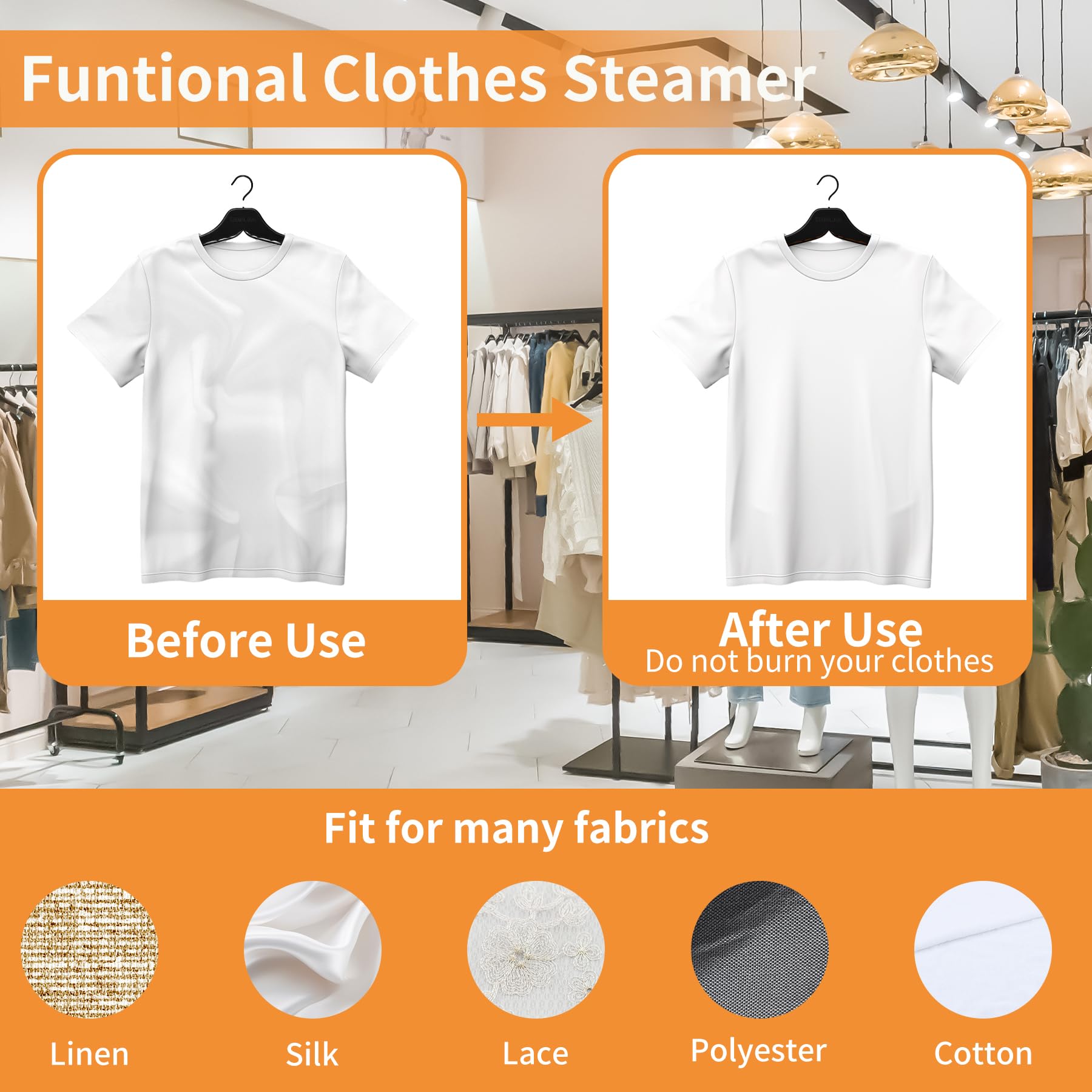 Portable Handheld Steamer for Clothes, 2-in-1 Ironing & Steaming,180° Rotatable Multi-Directional, Mini Travel Steamer,suitable for clothing of the majority of sizes/thickness for Dorm Room, White