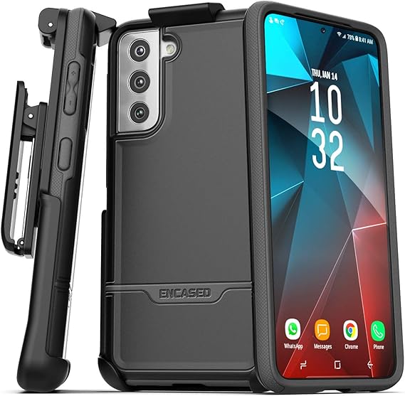 Amazon Com Encased Rebel Series Designed For Samsung Galaxy S21 Plus Belt Clip Case 21 Protective Heavy Duty Holster Phone Case Black