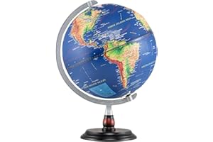 Goplus 12 Inch Illuminated World Globe, Antique Light up Rotating Globe Night Lamp with Wooden Stand, Geography Educational D