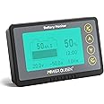 power queen 500A Battery Monitor with Shunt | Programmable Alarm | 8V-120V Voltage Range | LCD Display | 20ft Shielded Wire | Compatible with 12V Lithium, LiFePO4, Gel, Flooded Batteries