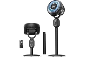 GRIDR Fan For Bedroom, Pedestal Fans 90°+90° Smart Oscillating, Standing Fans for Home 12 Speeds, 4 modes, Quiet Floor Fan with DC Motor 20dB, 12H Timer, 90ft for Room, 22-35'' Adjustable Height