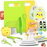 Hocent 30PCS Montessori Kids Cooking Set, Real Cooking Tools for Toddlers, Safe Kids Knife Set with Cutting Boards, Aprons, E