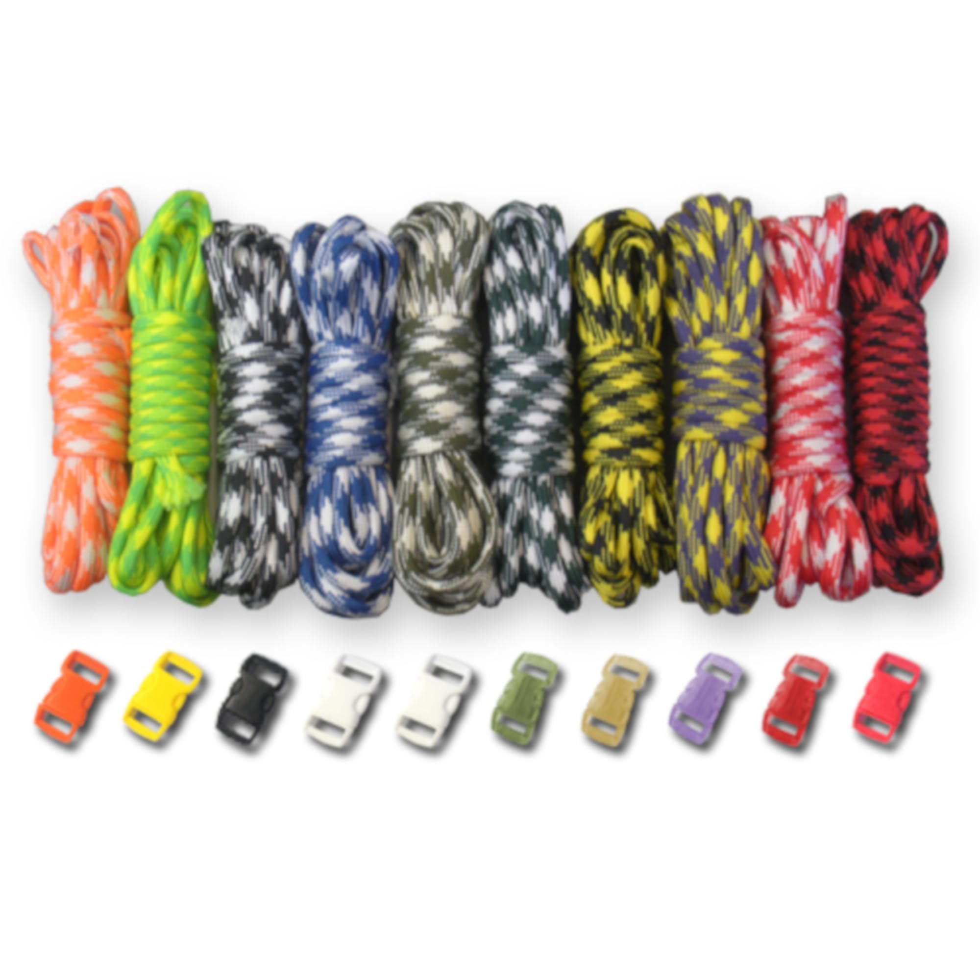 Paracord Planet 550 lb Type III Crafting Kits with Buckles, 100', Plaid