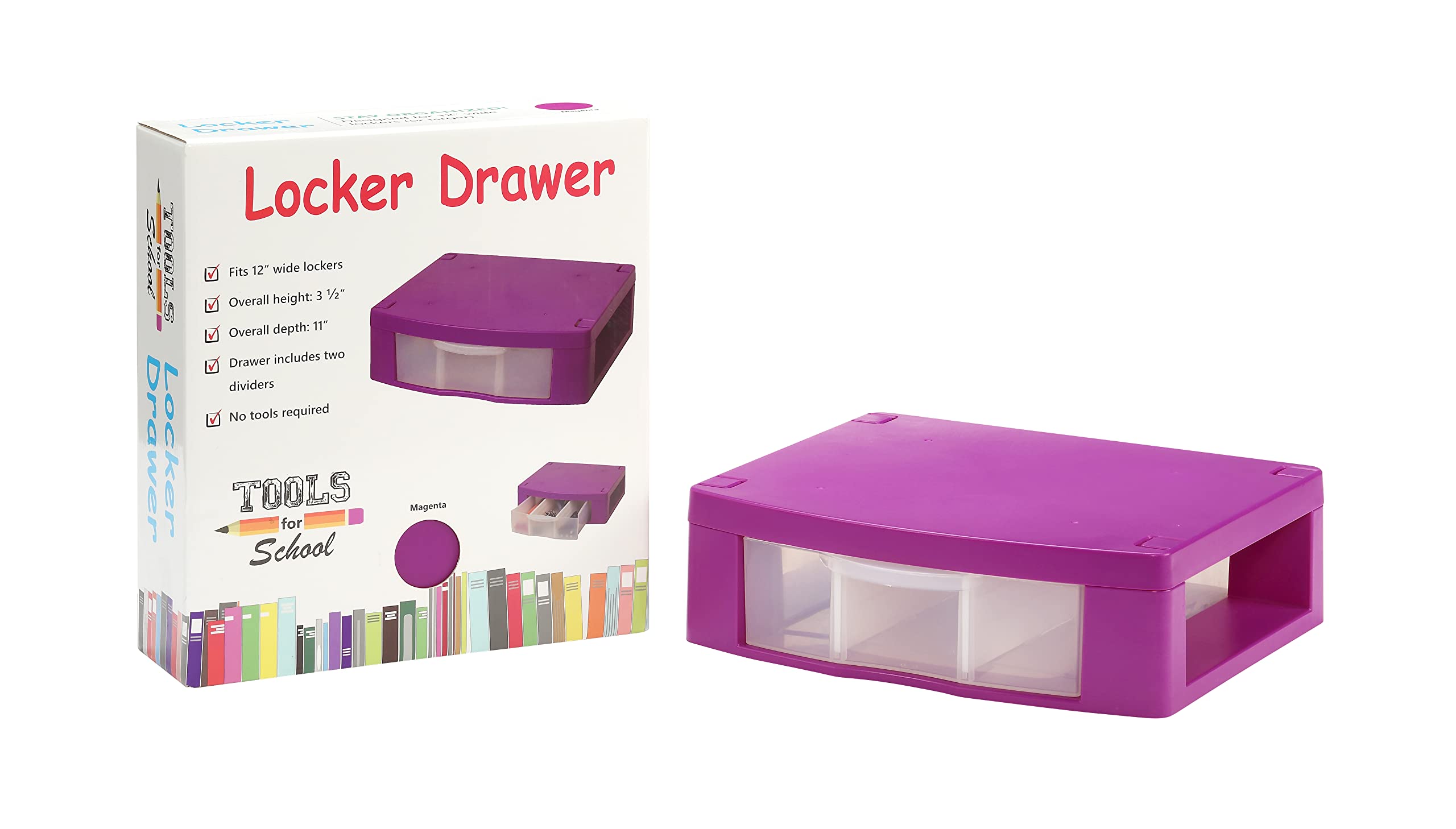 Photo 1 of Tools-for-School Locker Organizer Removable Drawer Dividers Organizer - Adjustable Storage Drawers for Jewelry, Notebooks, Pens and Makeup - made from Strong ABS Plastic (Magenta, Single Drawer)