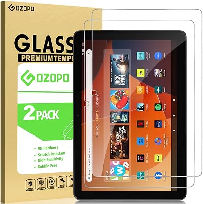 GOZOPO Screen Protector for Fire HD 10 13th/11th Gen 2 Pack Tempered Glass