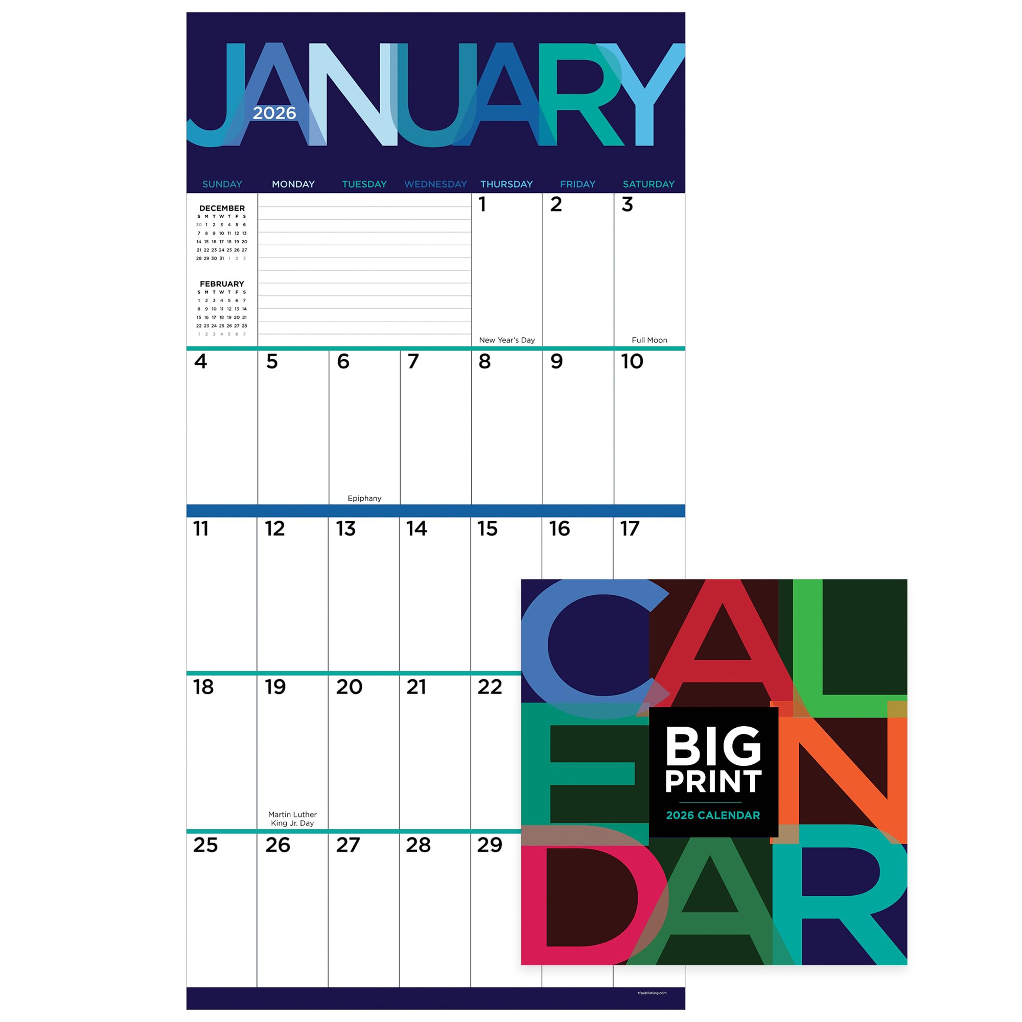 Photo 1 of TF Publishing 2026 Big Print Wall Calendar - Large Grids for Appointments and Scheduling - Vertical Monthly Wall Calendar 2026 with Premium Matte Paper for Home and Office Organization - 12in x 12in