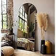 FVANF Arched Full Length Mirror, 65" × 21" Floor Mirror with Stand, Standing Hanging or Leaning Against Wall Full Body Mirror, Wall Mirror for Bedroom Living Room - Black