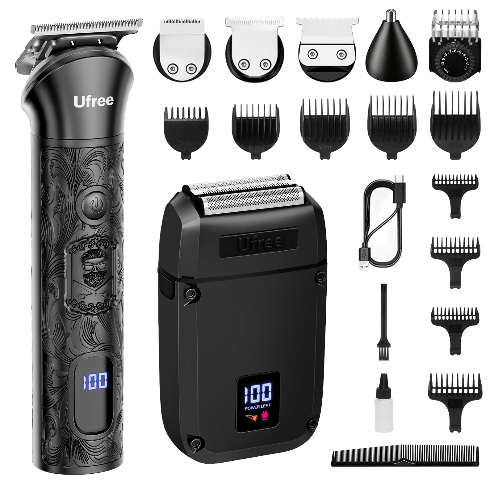 Photo 1 of Ufree Beard Trimmer for Men, Foil Shaver Electric Razor, Shavers for Body Face Nose Ear, Cordless Hair Trimmer, Professional Hair Clippers, Mustache Grooming Kit Birthday Gifts for Men