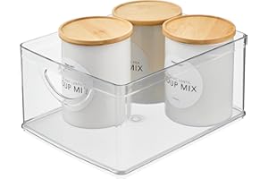 INTERDESIGN iDesign Pantry Storage Bin with Handles for Cabinets or Fridge - Clear - Made in USA