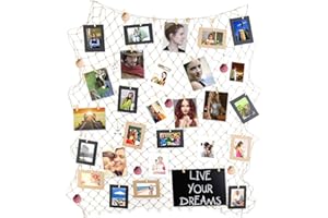 Ecjiuyi Fish Net Party Decorations,Photo Hanging Display Frames With Clips,79x40inch Nautical Themed Mediterranean Wall Decor for Pirate Hawaiian Party,Picture Cards Artworks Organizer