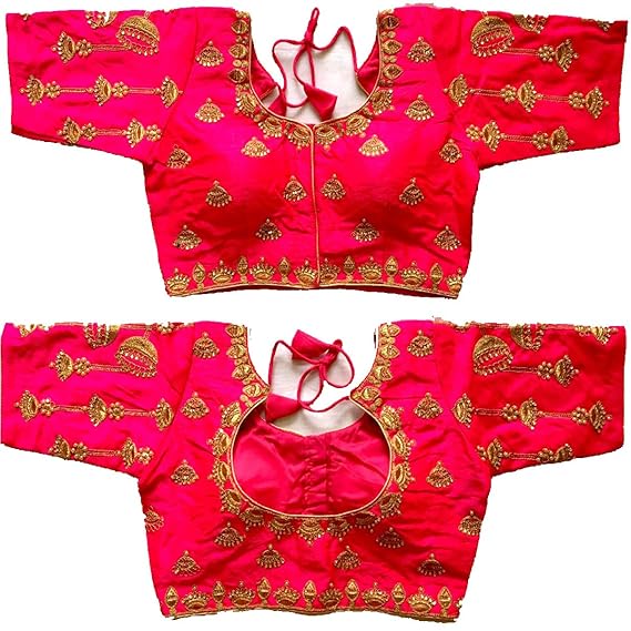 Women's Jhumka Design Readymade Blouse Choli For Saree And Lehenga (Size 38+margin)
