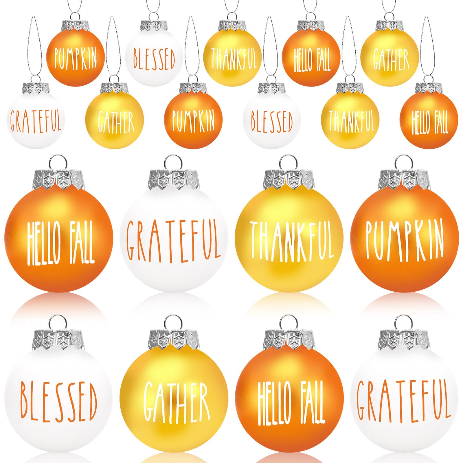 Photo 1 of 12 Pcs Thanksgiving Ball Ornaments for Tree Fall Ball Hanging Ornaments Decorative Home Farmhouse Party Decorations Craft Supplies Orange Gold White