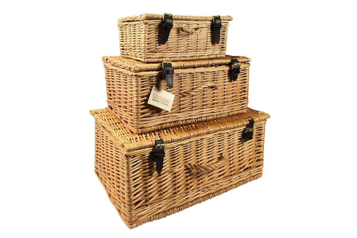 Set of 3 Natural Wicker Gift Hamper Basket, Xmas,Wedding,Anniversery,Birthday Gift Hamper Basket