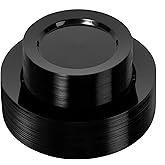 Bestluck 100PCS Black Plastic Plates, Black Disposable Plates for 50 Guests, 50 Dinner Plates 10.25 inch and 50 Dessert Plates 7.5 inch for Party, Graduation, Wedding