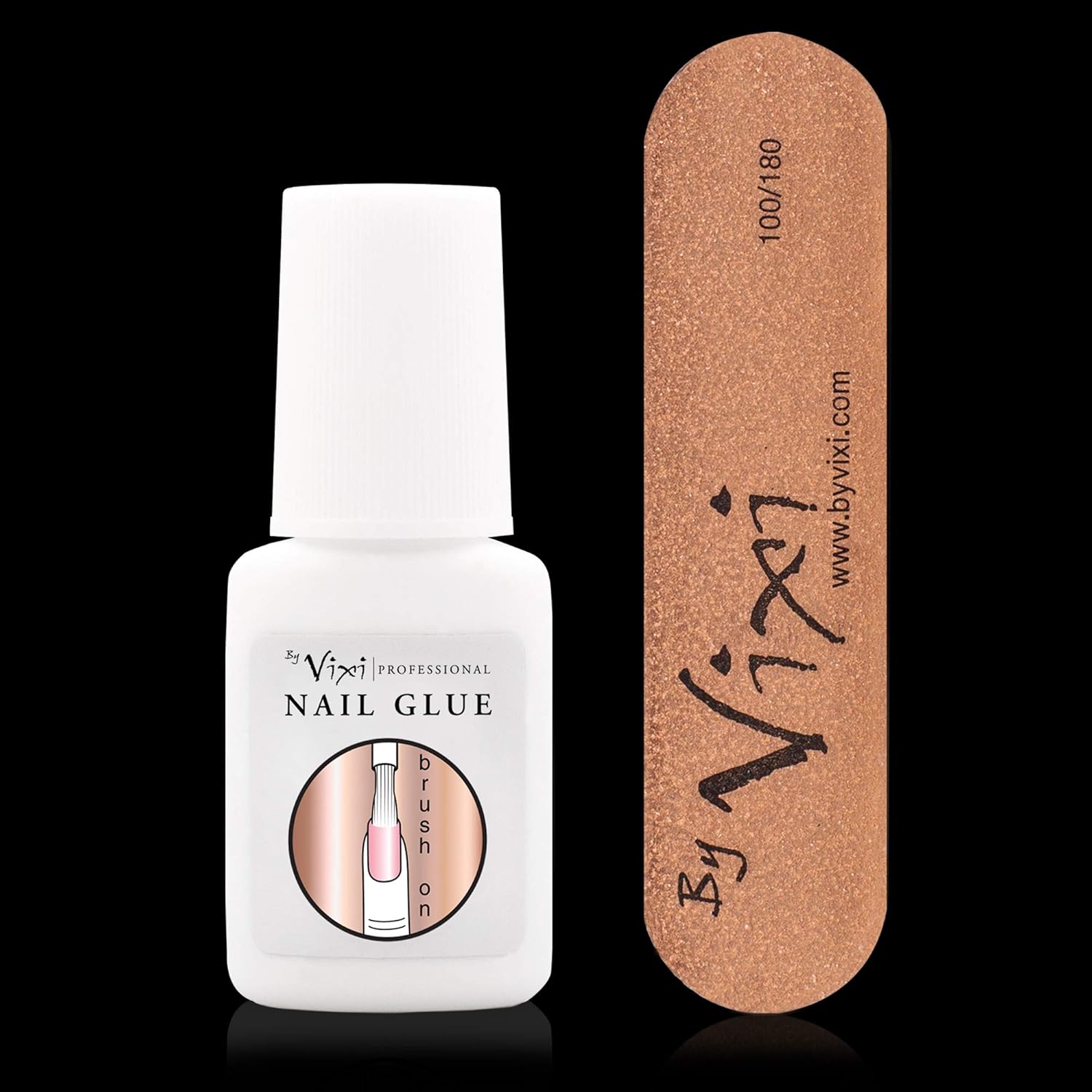 By Vixi 8g EXTRA STRONG NAIL GLUE with BRUSH and FREE PREP FILE Clear Instant Dry Adhesive, Professional Salon Quality (1 x 8g Nail Glue) - Image 3