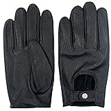 ZLUXURQ Mens Full Mesh Leather Driving Gloves