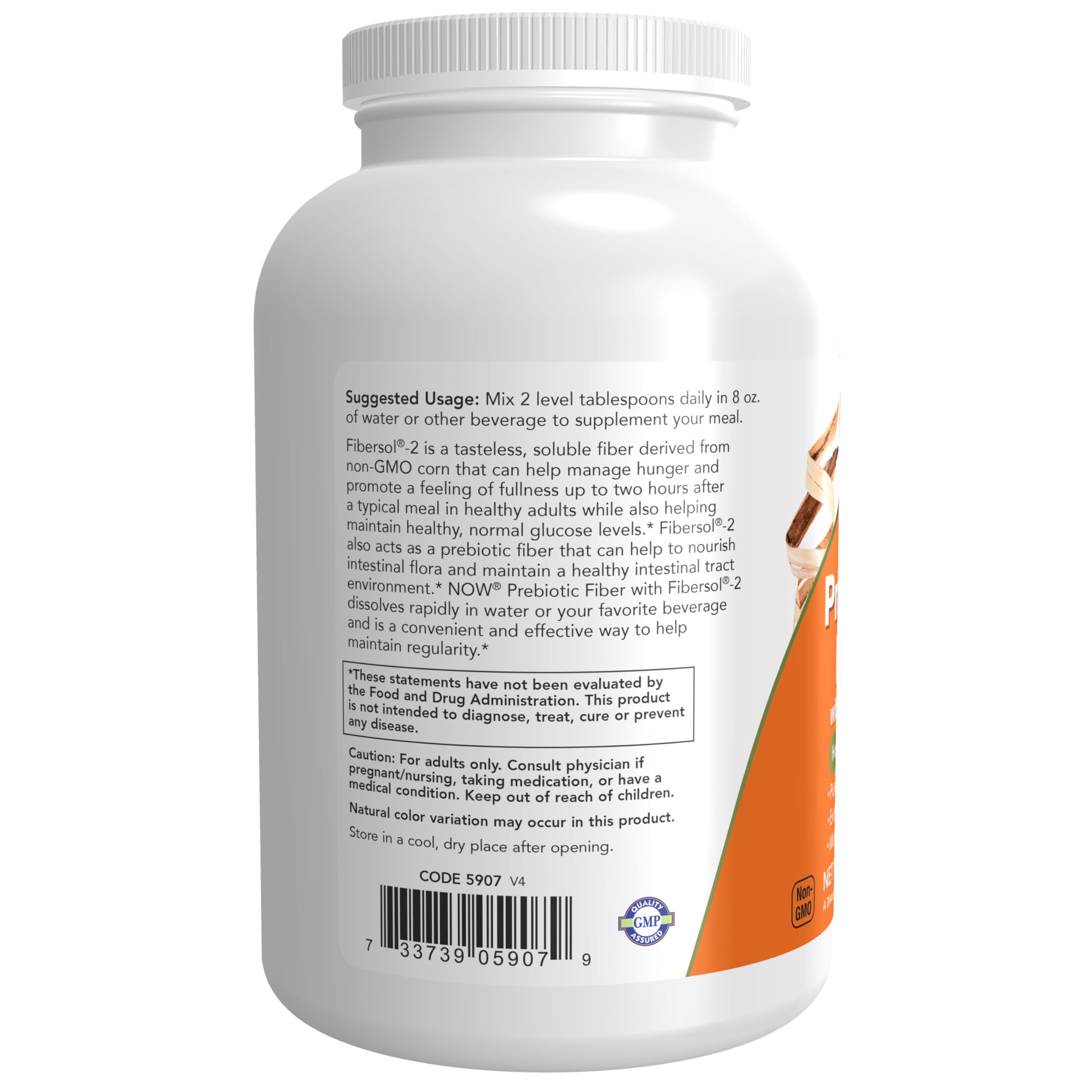 NOW Foods Supplements, Prebiotic Fiber with Fibersol-2, derived from Non-GMO corn, Powder, 12-Ounce