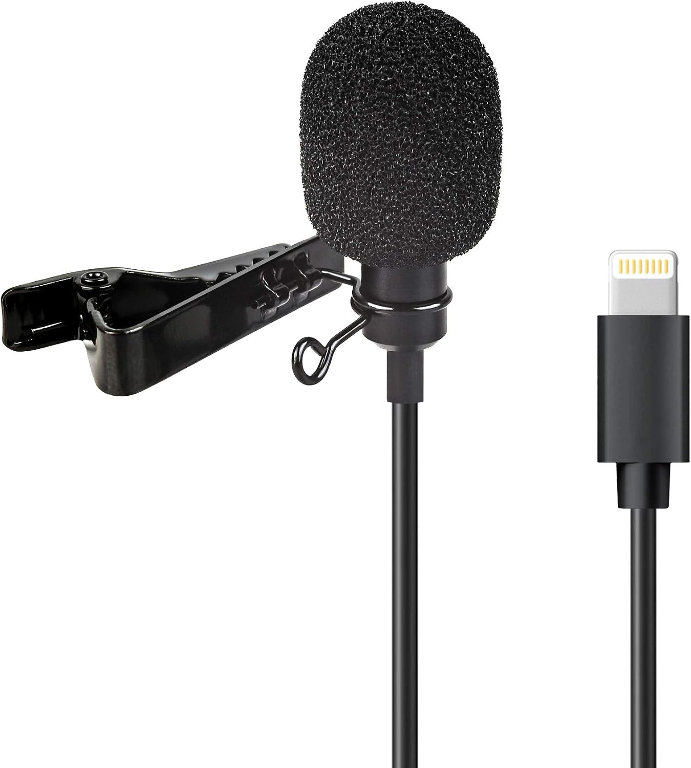 ayex Lavalier microphone for iPhone & iPad with wind protection and clamp, perfect for interviews vlogging, meetings