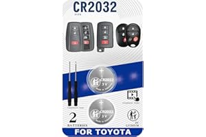 uuam Key Fob Replacement Batteries for Toyota RAV4 Camry Corolla Highlander Prius Sienna Tacoma Tundra 4Runner Avalon CHR Sequioa Supra GR86 (Check Fitment Guide) Smart Remote CR2032 Battery