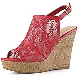 Allegra K Women's Open Toe Platform Heel Lace