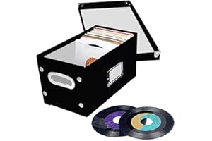 Snap-N-Store Vinyl Record Storage Box - 7"/45 RPM - 2 Pack- Crate Holds up to 75 Vinyl Albums - Black