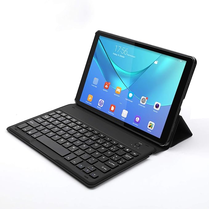 Jelly Comb Samsung Galaxy Tab A 10.5 Tastatur Hülle, Magnetische Schutzhülle mit Nicht Abnehmbarer Bluetooth Tastatur(Deutsch