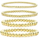 CONRAN KREMIX Waterproof Gold Beaded Bracelet For Women Non Tarnish,Stainless Steel Gold Ball Bead Stretch Layered Bracelet Stack