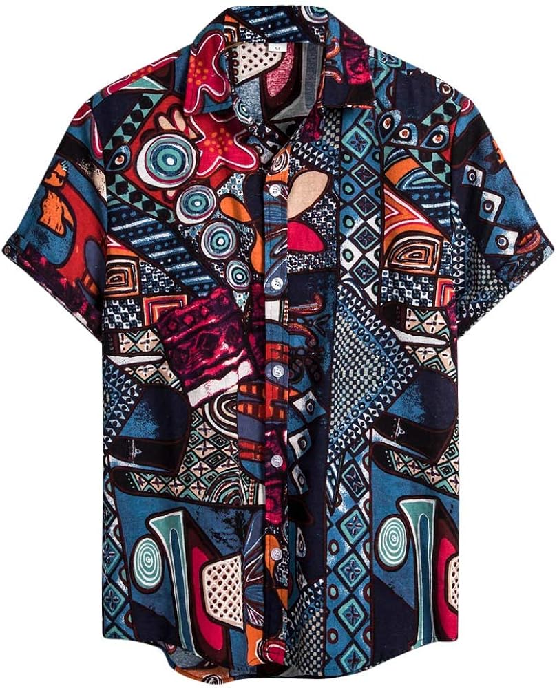 mens vintage solid color stand collar long sleeve loose casual t shirt