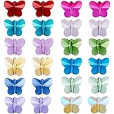BEEFLYING 72Pcs Crystal Butterfly Beads 12 Colors Transparent Faceted Glass Beads for DIY Jewelry Making Home Decoration