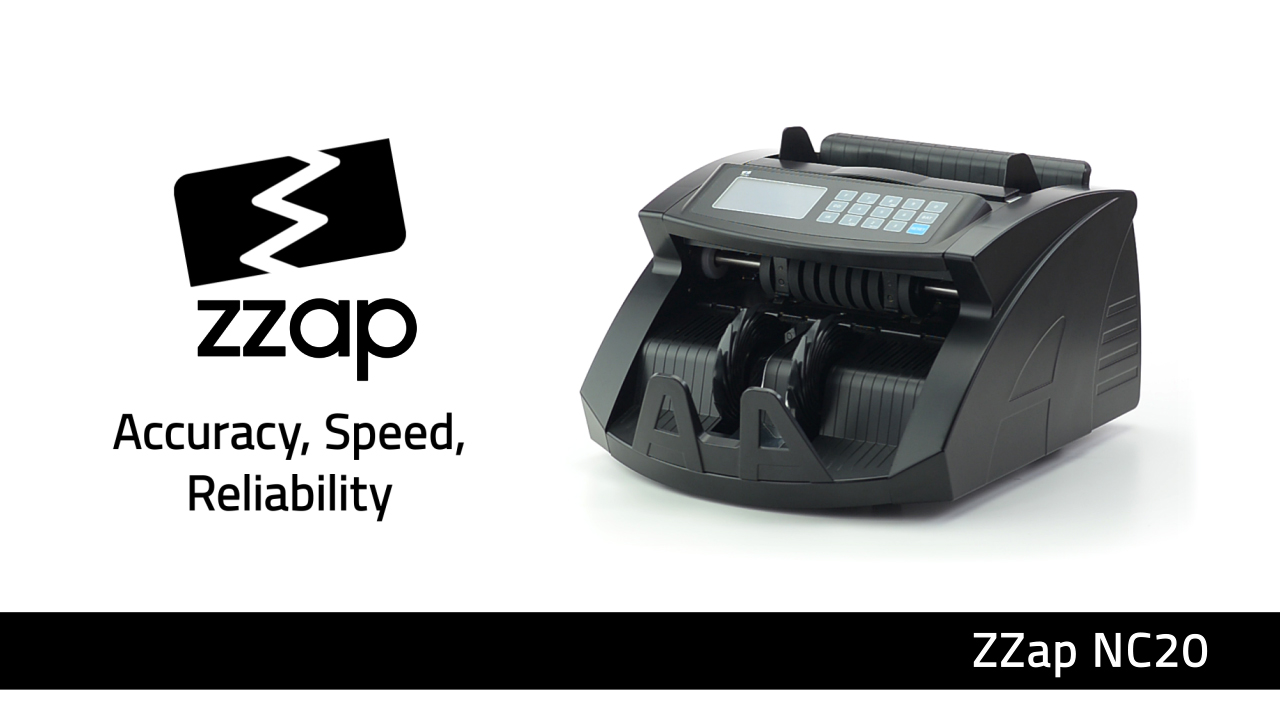 ZZap NC25 Bill Counter & Counterfeit Detector - Counts Value & Quantity, 5-Fold Detection, 1500 Bills/Min