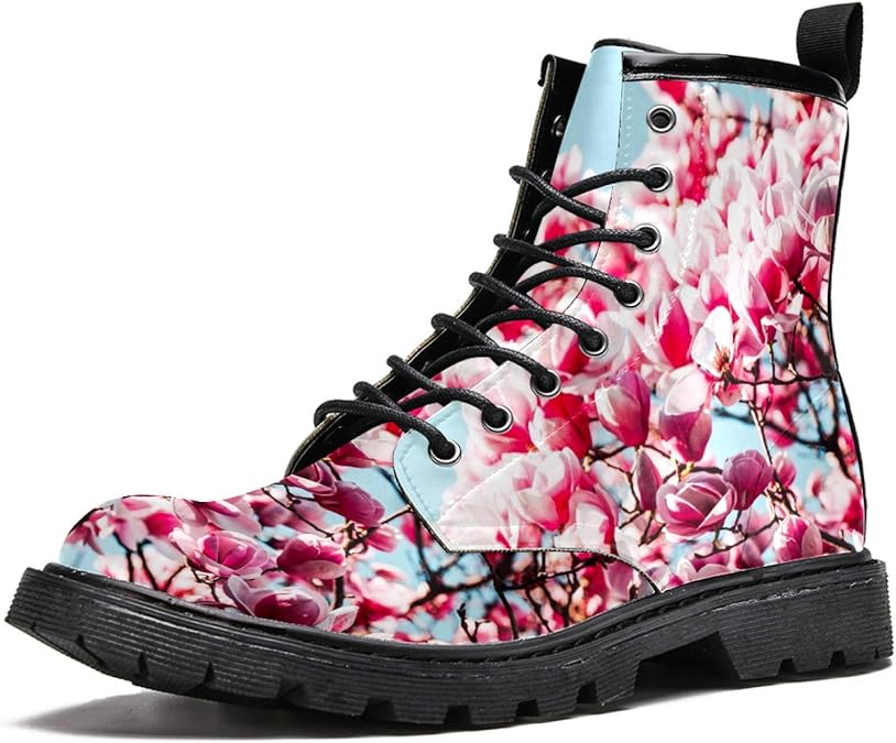 MAPOLO Men�s High Top Boots Lace Up Cherry Blossoms Winter MAPOLO Men�s High Top Boots Lace Up Cherry Blossoms Winter