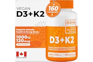 VALUE SIZE | HIGH POTENCY VEGAN VITAMIN D3 K2 (MK-7) | One a Day |Supports Prevention of Osteoporosis & Heart Calcification |