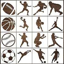 50 Pochoirs Sport Réutilisables - Motifs Balles De Sport - Pour Peinture Sur Bois, Mur, Tissu - DIY Déco