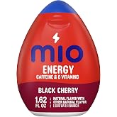 mio Energy Liquid Water Enhancer, Black Cherry, 1.62 fl oz Bottle | 90 mg Caffeine per Serving for Energy, Control Caffeine &amp; Flavor with a Squeeze, a Portable Water Enhancer for On-the-Go