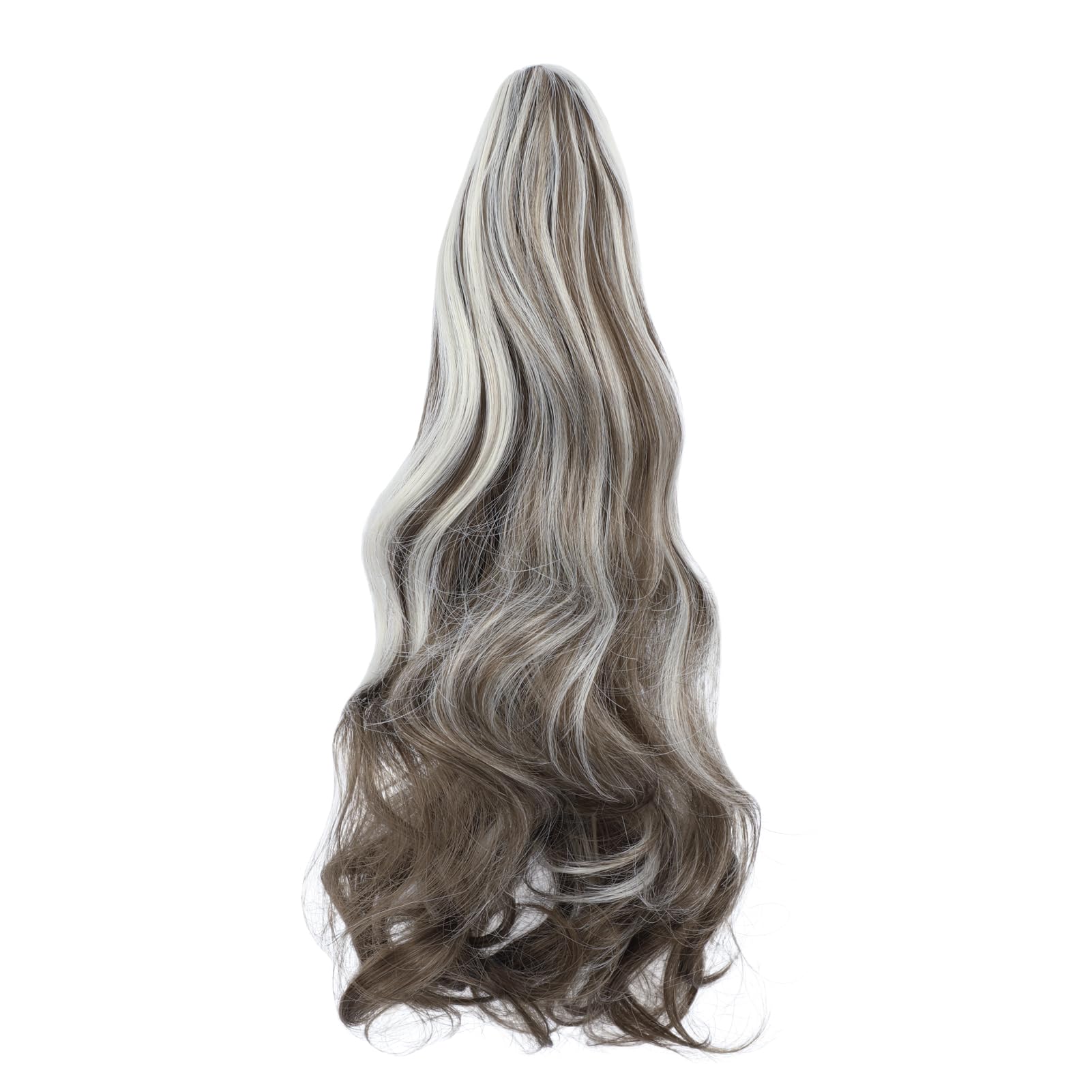 Photo 1 of Mitrygreen Claw Clip Ponytail Extension 18" Clip in Wavy Ponytail Hair Extensions Long Pony Tails for Women Extensions Ash Blonde mix Light Gray Wave Hairpiece