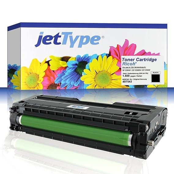 jetType Toner ersetzt Ricoh 407543 für SP C250SF / SP C250DN / Aficio SP C250SF, schwarz, 1.600 Seiten