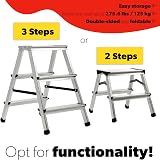 KADAX Aluminium Folding Step Ladder 125kg Non-Slip Double-Sided 2 Step Household view 5