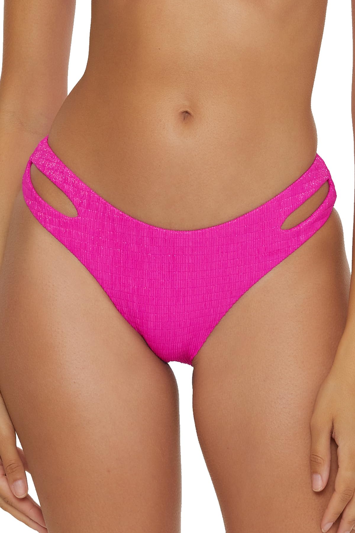 BECCA Women’s Standard Hipster Bikini Bottom, Cheeky Coverage, Swimwear Separates, Luminous (Vivid Pink), X-Small