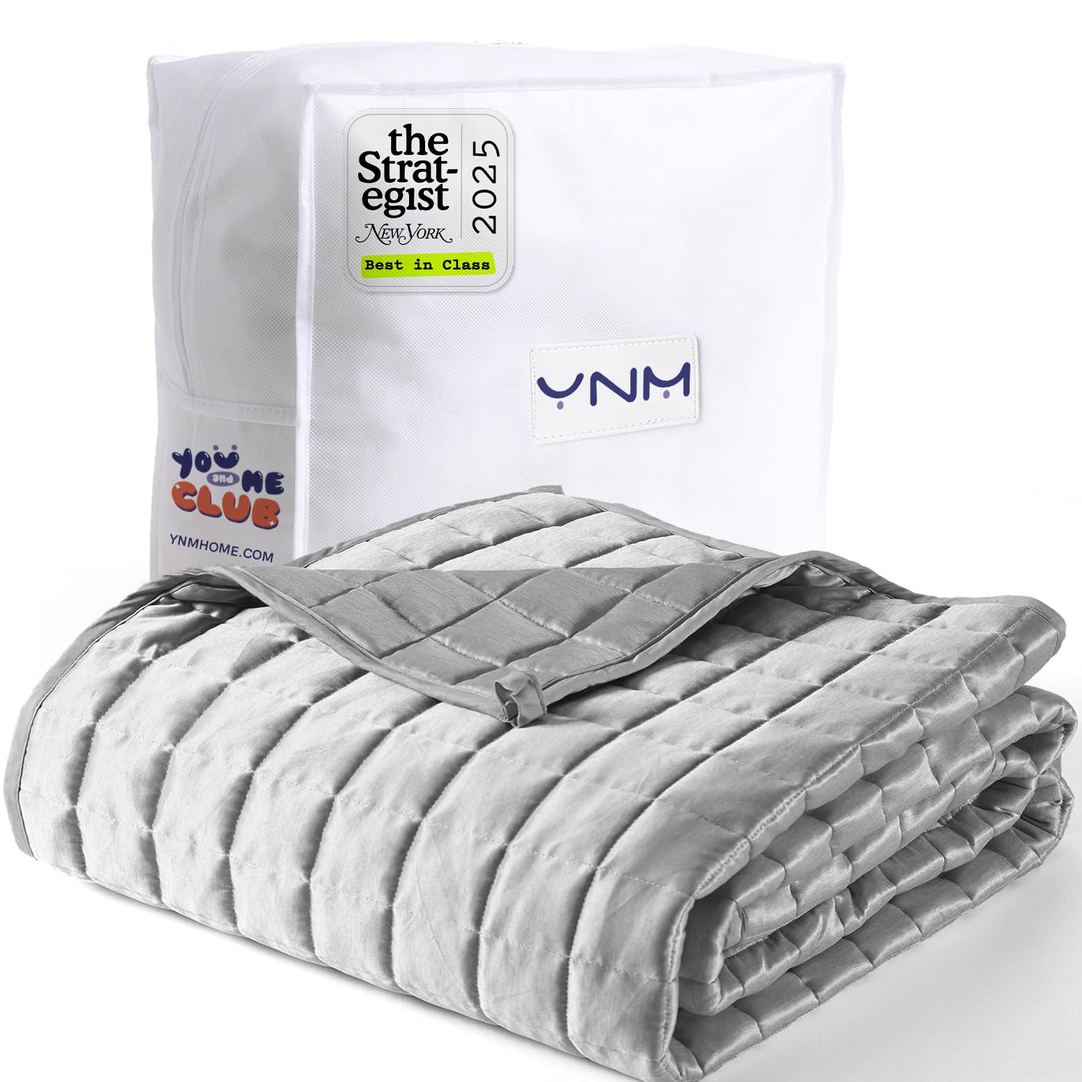 YnM Cooling Weighted Blanket for Adults, 40lbs Heavy Bed Throw Comforter with 100% PE Fabric, Ideal for Hot Sleepers or Summer Days(88x104 Inches for Queen/King Bed, 40 Pounds, Grey) Image