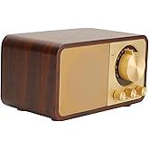 Sanpyl Retro Wood Bluetooth Speaker, Mini Portable Vintage Speaker with Bass, Old Fashion, for Cafes Restaurants Bedroom